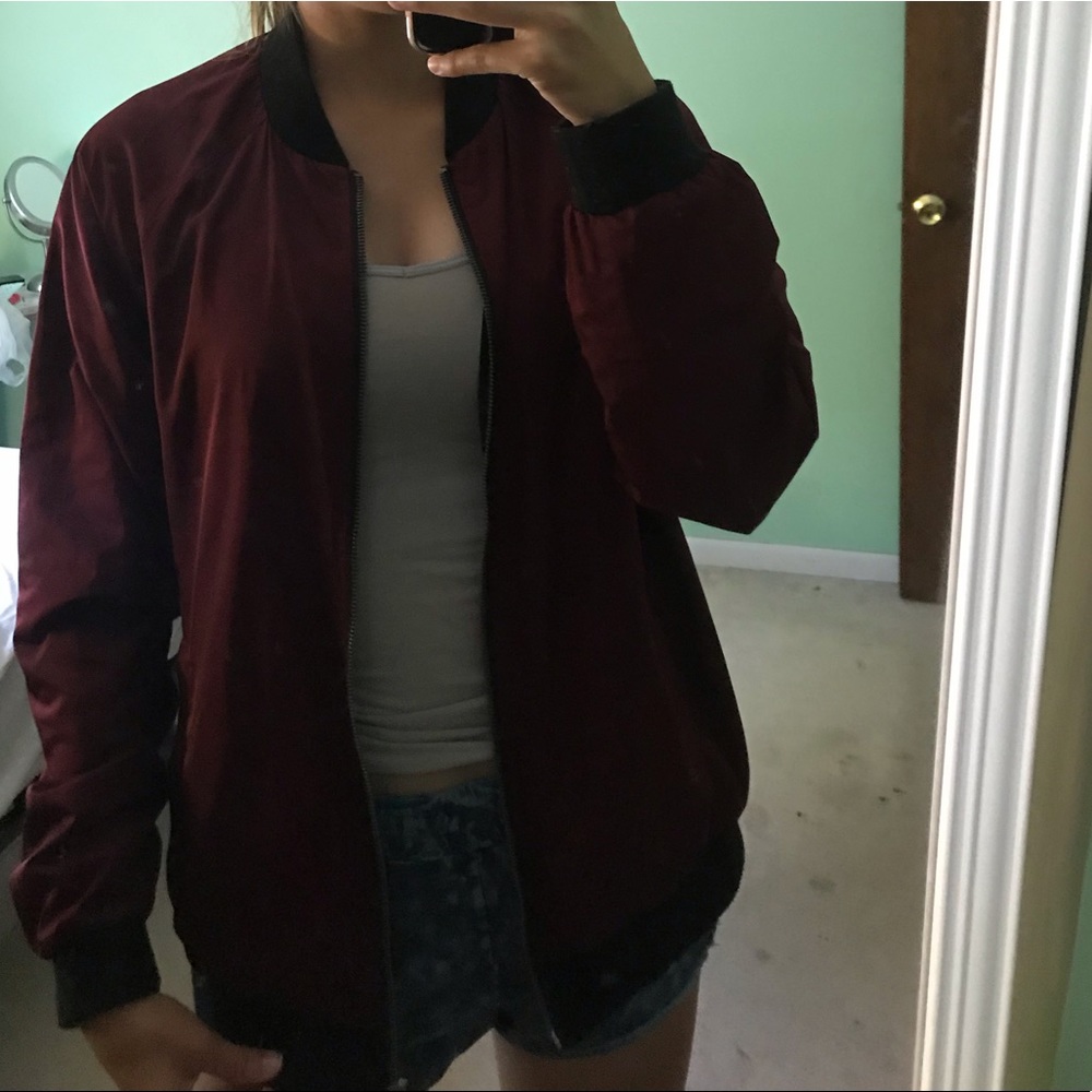 Maroon bomber jacket